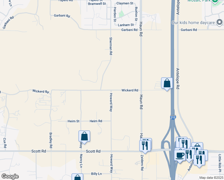 map of restaurants, bars, coffee shops, grocery stores, and more near Wickerd Road in Menifee