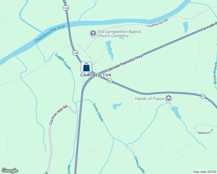 map of restaurants, bars, coffee shops, grocery stores, and more near 8470 Campbellton Fairburn Road in Fairburn