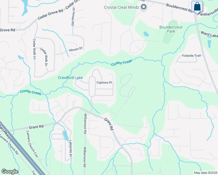 map of restaurants, bars, coffee shops, grocery stores, and more near 2144 Black Oak Lane in Ellenwood
