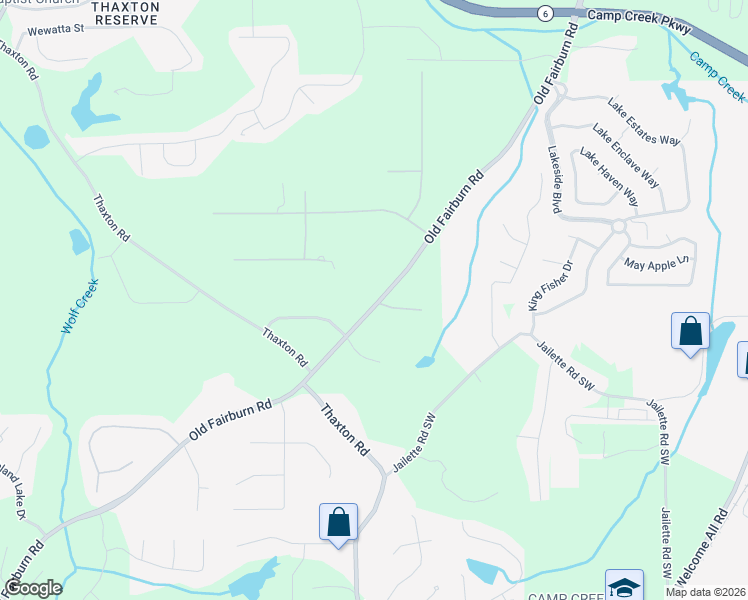 map of restaurants, bars, coffee shops, grocery stores, and more near 3885 Old Fairburn Road in Atlanta