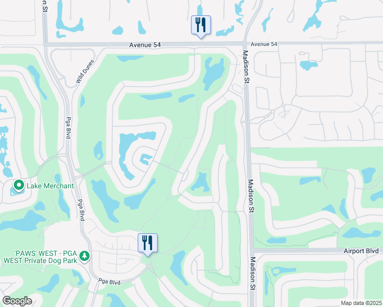 map of restaurants, bars, coffee shops, grocery stores, and more near 55053 Southern Hill in La Quinta