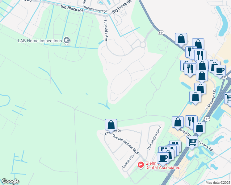 map of restaurants, bars, coffee shops, grocery stores, and more near 877 Devon Estate Avenue in Myrtle Beach