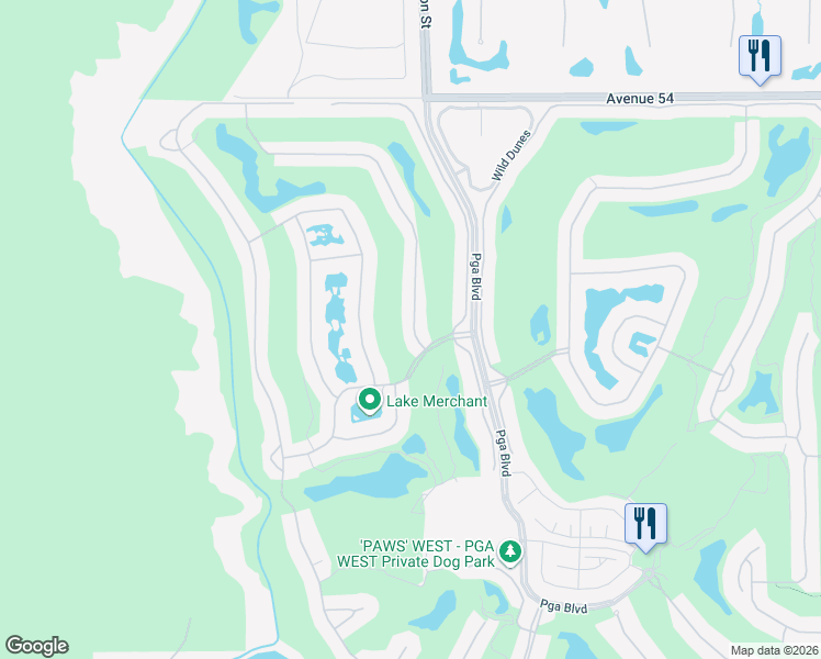 map of restaurants, bars, coffee shops, grocery stores, and more near 55173 Shoal Creek in La Quinta