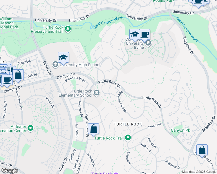 map of restaurants, bars, coffee shops, grocery stores, and more near 18 Cool Brook in Irvine