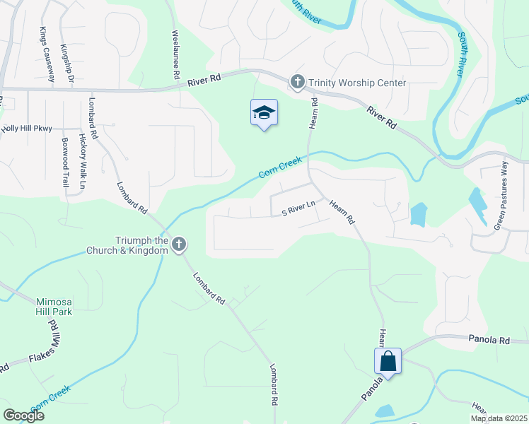 map of restaurants, bars, coffee shops, grocery stores, and more near 4564 South River Bend in Ellenwood