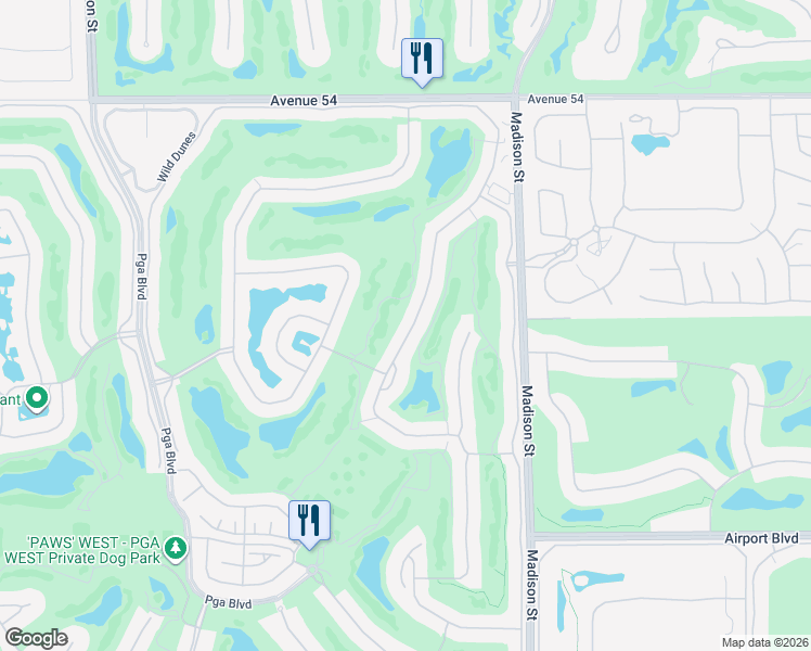 map of restaurants, bars, coffee shops, grocery stores, and more near 54999 Southern Hill in La Quinta