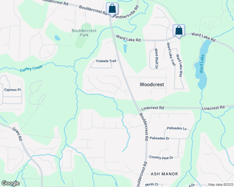 map of restaurants, bars, coffee shops, grocery stores, and more near 2268 Boulder Springs Drive in Ellenwood
