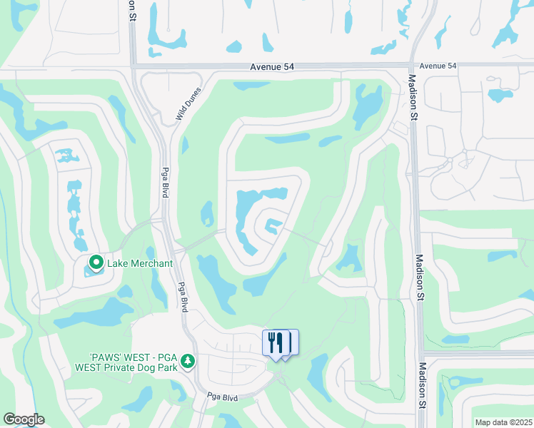 map of restaurants, bars, coffee shops, grocery stores, and more near 55470 Cherry Hills Drive in La Quinta