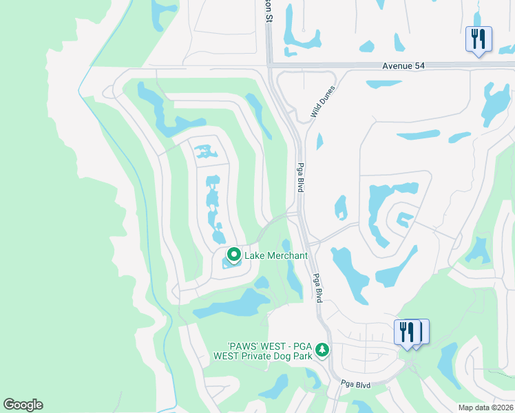 map of restaurants, bars, coffee shops, grocery stores, and more near 55173 Shoal Creek in La Quinta