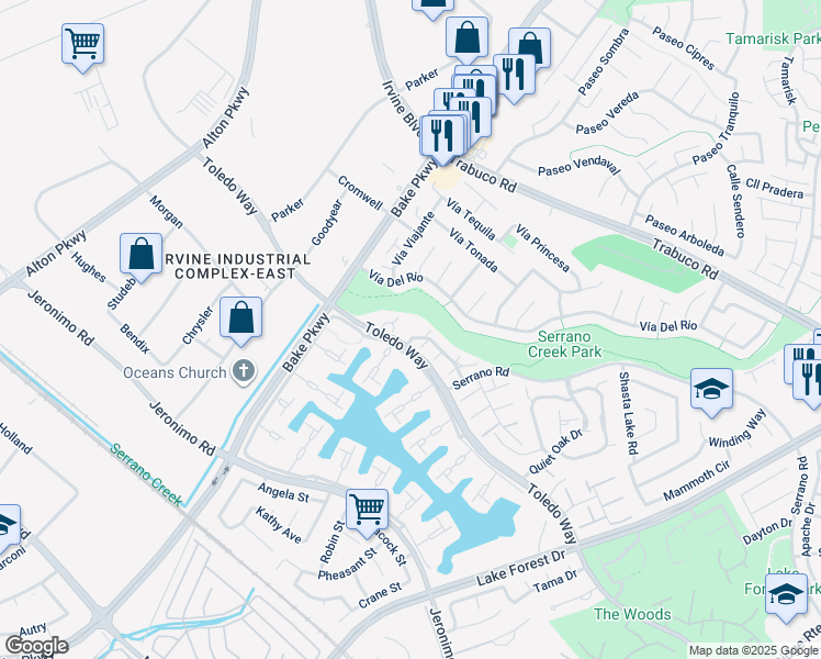 map of restaurants, bars, coffee shops, grocery stores, and more near 24481 Copper Cliff Court in Lake Forest