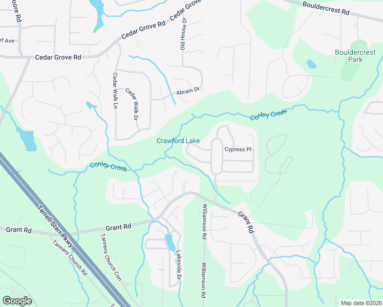 map of restaurants, bars, coffee shops, grocery stores, and more near 2010 Redwood Trace in Ellenwood