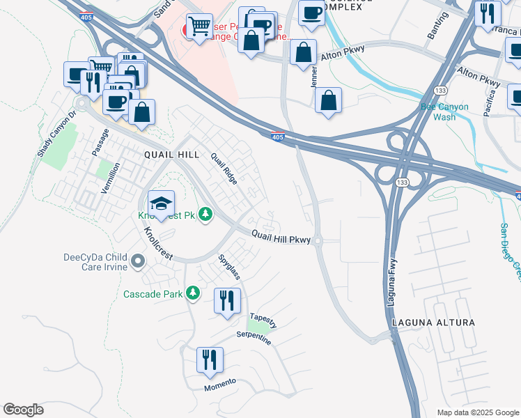 map of restaurants, bars, coffee shops, grocery stores, and more near 600 Rhythm in Irvine
