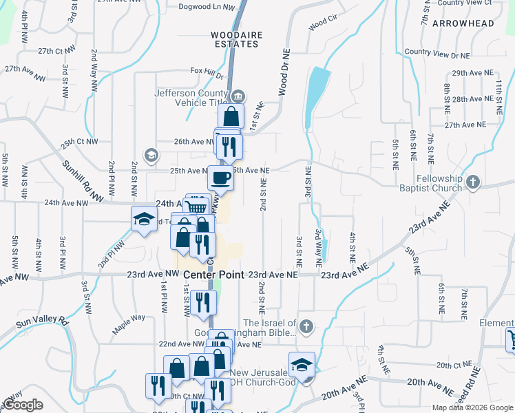map of restaurants, bars, coffee shops, grocery stores, and more near in Birmingham