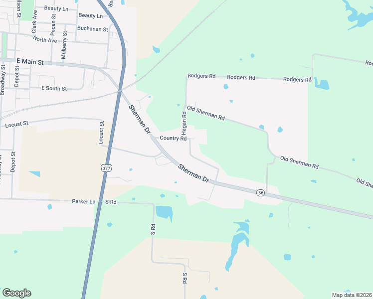 map of restaurants, bars, coffee shops, grocery stores, and more near 104 Brookshear Drive in Whitesboro