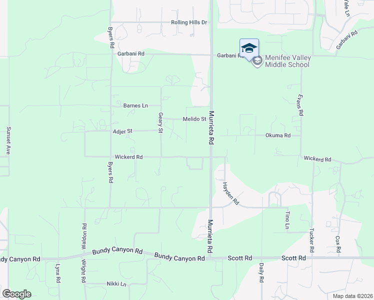 map of restaurants, bars, coffee shops, grocery stores, and more near Murrieta Road in Menifee