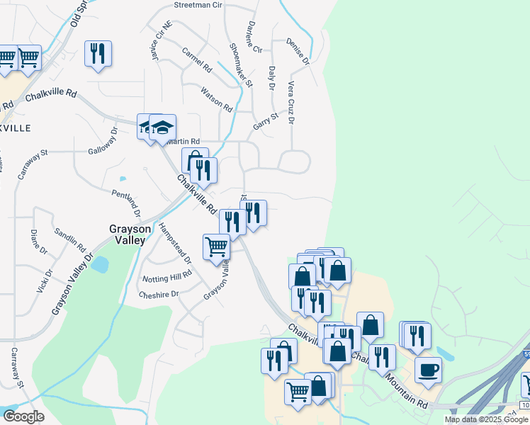 map of restaurants, bars, coffee shops, grocery stores, and more near 2747 Bentwood Drive in Birmingham