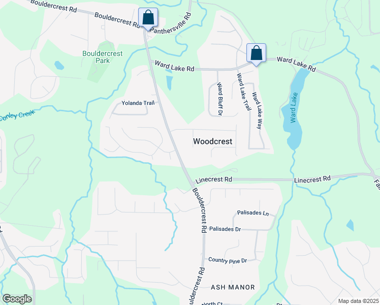 map of restaurants, bars, coffee shops, grocery stores, and more near 4075 Woodfen Court in Ellenwood