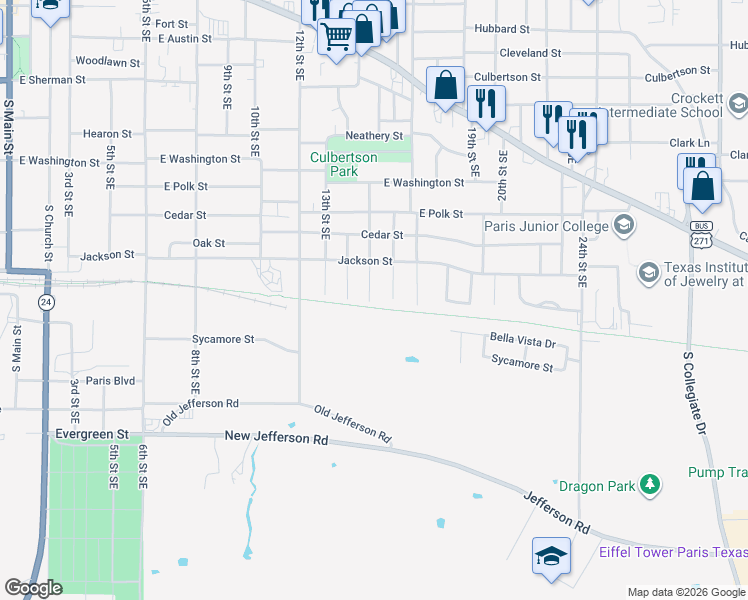 map of restaurants, bars, coffee shops, grocery stores, and more near 1280 15th Street Southeast in Paris