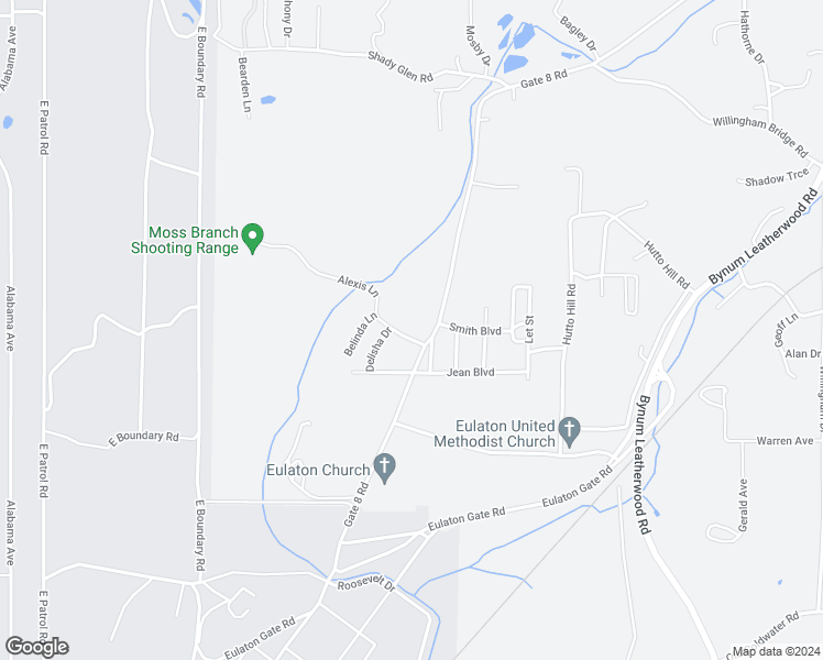 map of restaurants, bars, coffee shops, grocery stores, and more near 24 Alexis Lane in Anniston