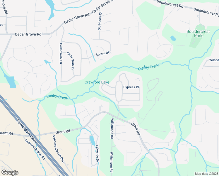 map of restaurants, bars, coffee shops, grocery stores, and more near 1920 Redwood Trace in Ellenwood