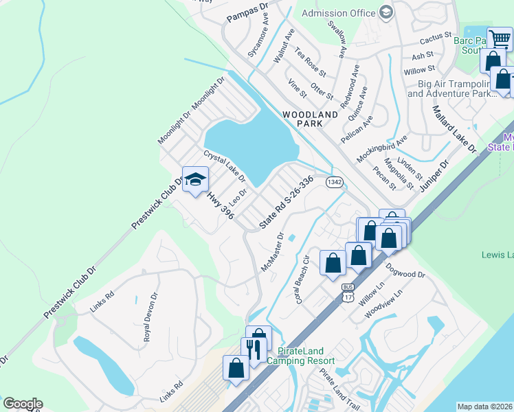 map of restaurants, bars, coffee shops, grocery stores, and more near 1524 Taurus Lane in Myrtle Beach