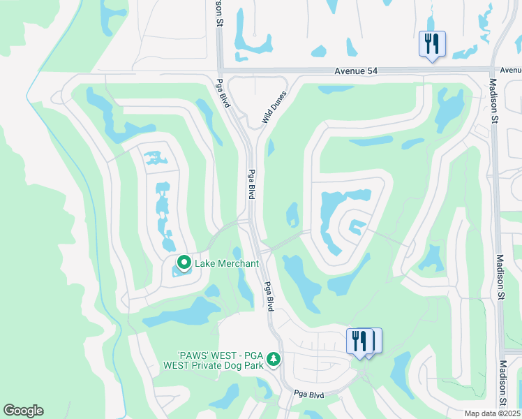 map of restaurants, bars, coffee shops, grocery stores, and more near 55150 Oaktree in La Quinta