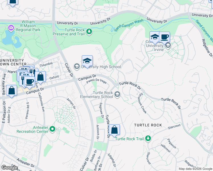 map of restaurants, bars, coffee shops, grocery stores, and more near 4991 Paseo Dali in Irvine