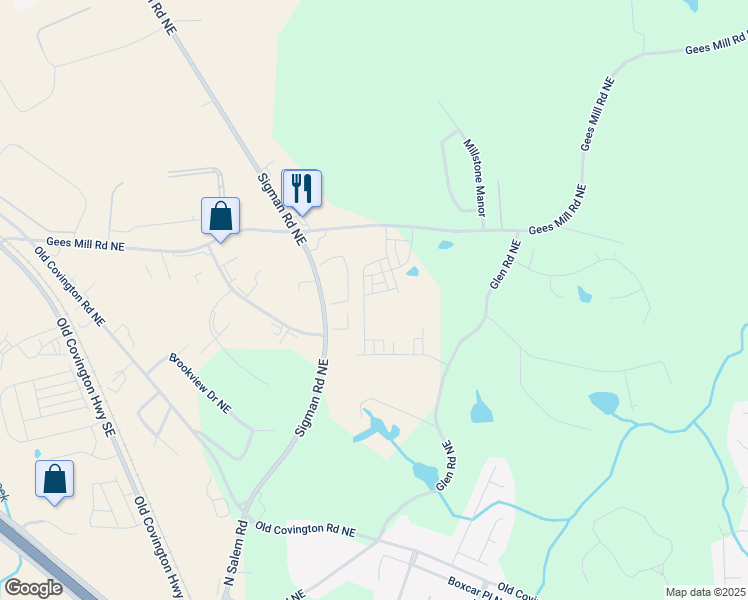 map of restaurants, bars, coffee shops, grocery stores, and more near 2680 Almand Lane in Rockdale County