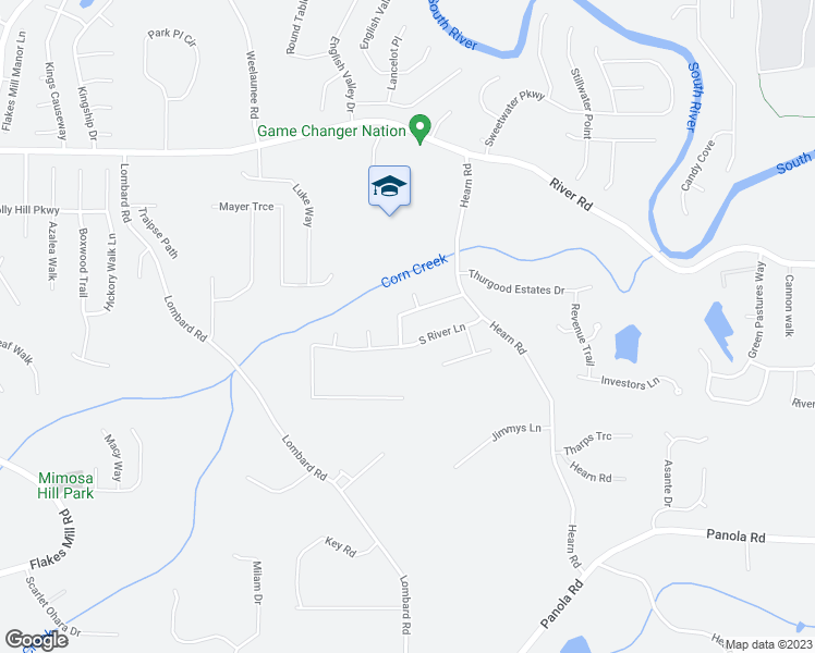 map of restaurants, bars, coffee shops, grocery stores, and more near 4564 South River Bend in Ellenwood