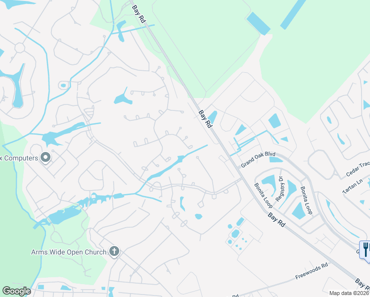 map of restaurants, bars, coffee shops, grocery stores, and more near 6640 East Sweetbriar Trail in Myrtle Beach