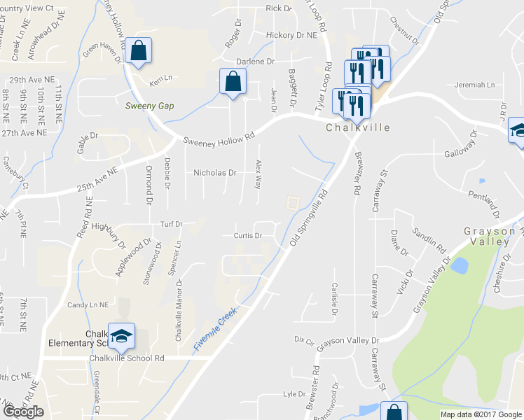 map of restaurants, bars, coffee shops, grocery stores, and more near 5105 Alex Way in Birmingham