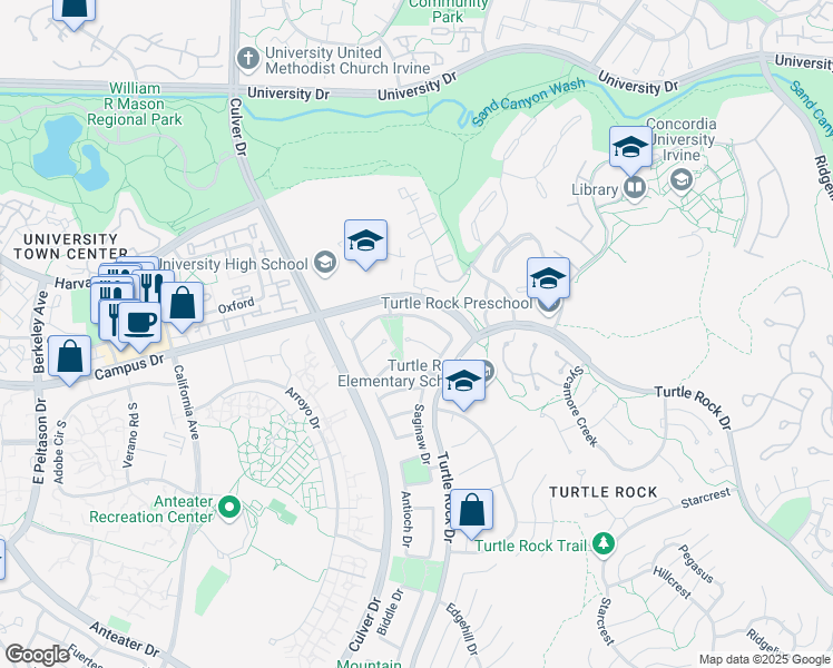 map of restaurants, bars, coffee shops, grocery stores, and more near 4975 Paseo Dali in Irvine