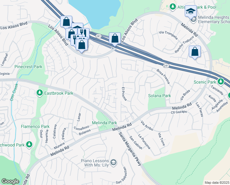 map of restaurants, bars, coffee shops, grocery stores, and more near 21537 San Pablo in Mission Viejo