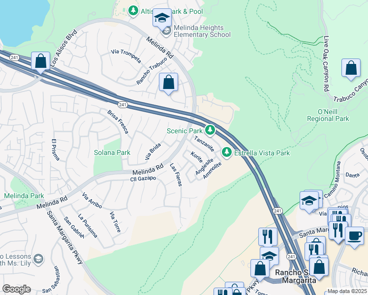 map of restaurants, bars, coffee shops, grocery stores, and more near 10 Lazurite in Rancho Santa Margarita