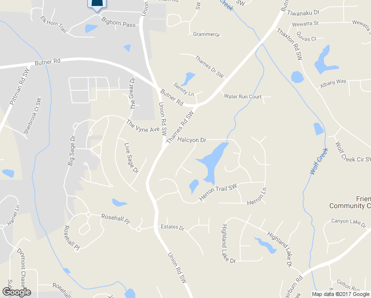 map of restaurants, bars, coffee shops, grocery stores, and more near 3895 Peace Valley Drive Southwest in College Park