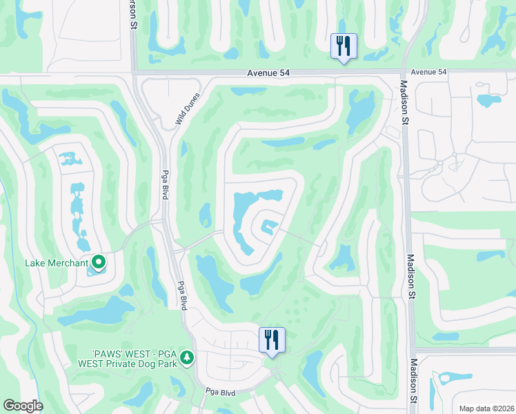 map of restaurants, bars, coffee shops, grocery stores, and more near 80647 Cherry Hills Drive in La Quinta