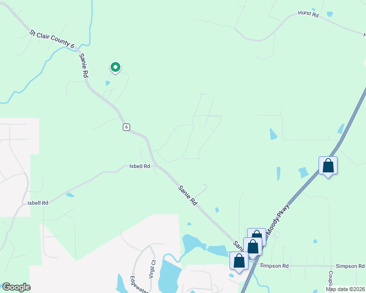 map of restaurants, bars, coffee shops, grocery stores, and more near 5360 Jean Ridge Lane in Odenville