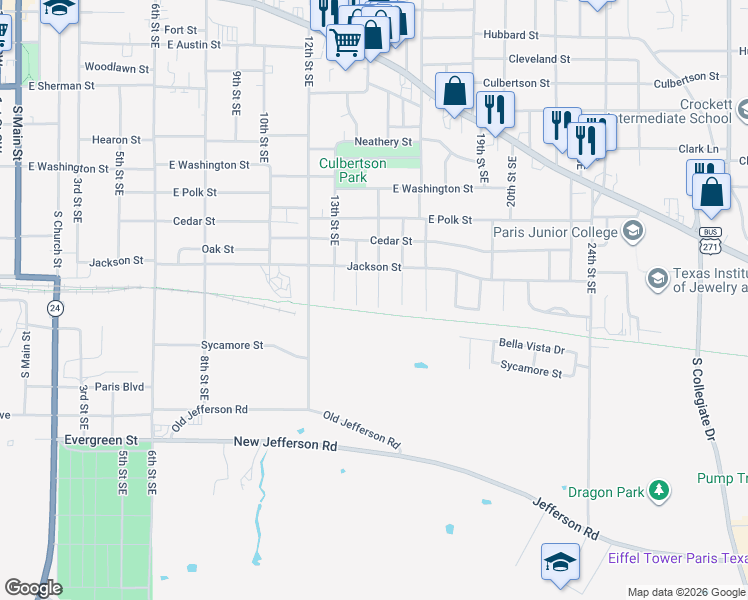 map of restaurants, bars, coffee shops, grocery stores, and more near 1280 15th Street Southeast in Paris