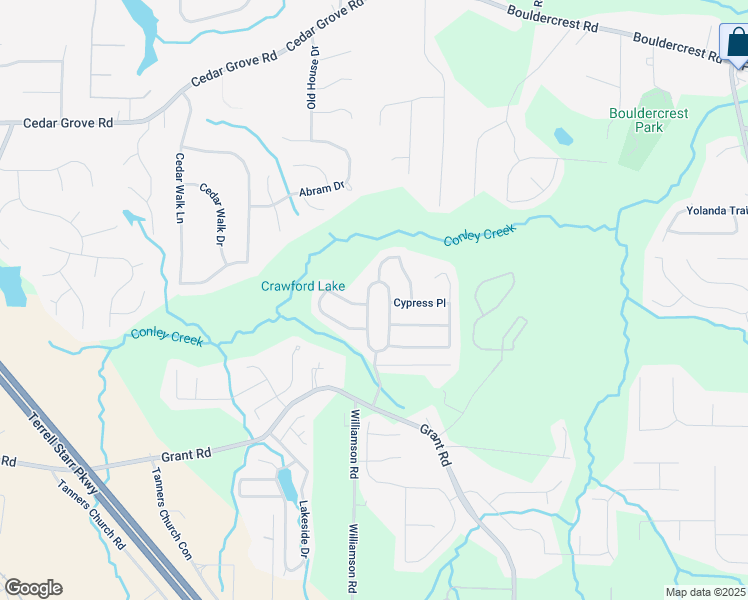 map of restaurants, bars, coffee shops, grocery stores, and more near 4341 Grant Forest Circle in Ellenwood