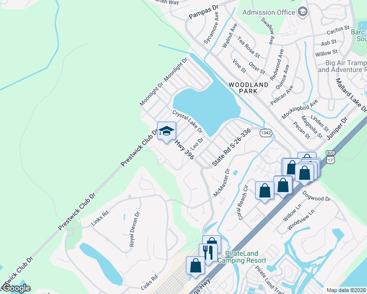 map of restaurants, bars, coffee shops, grocery stores, and more near 2701 Capricorn Drive in Myrtle Beach