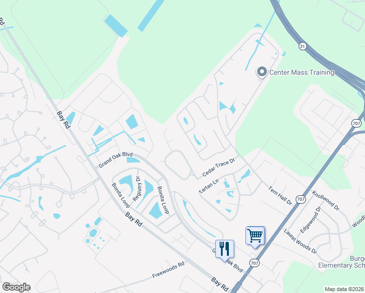 map of restaurants, bars, coffee shops, grocery stores, and more near 122 Deer Trace Circle in Myrtle Beach