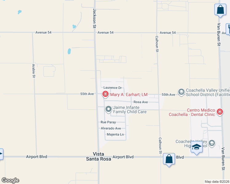 map of restaurants, bars, coffee shops, grocery stores, and more near 83162 55th Avenue in Thermal