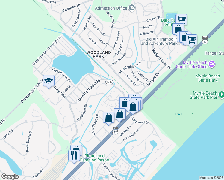 map of restaurants, bars, coffee shops, grocery stores, and more near 1428 Glenkeith Court in Myrtle Beach