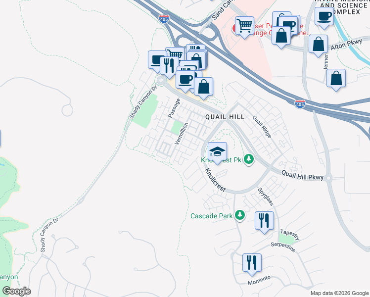map of restaurants, bars, coffee shops, grocery stores, and more near 67 Figtree in Irvine