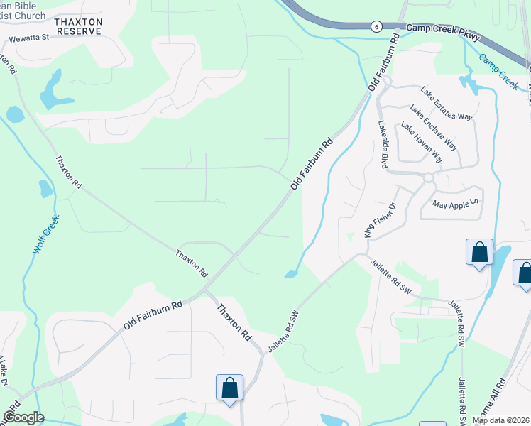 map of restaurants, bars, coffee shops, grocery stores, and more near 3885 Old Fairburn Road in Atlanta