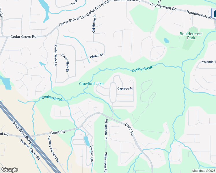 map of restaurants, bars, coffee shops, grocery stores, and more near 1920 Redwood Trace in Ellenwood