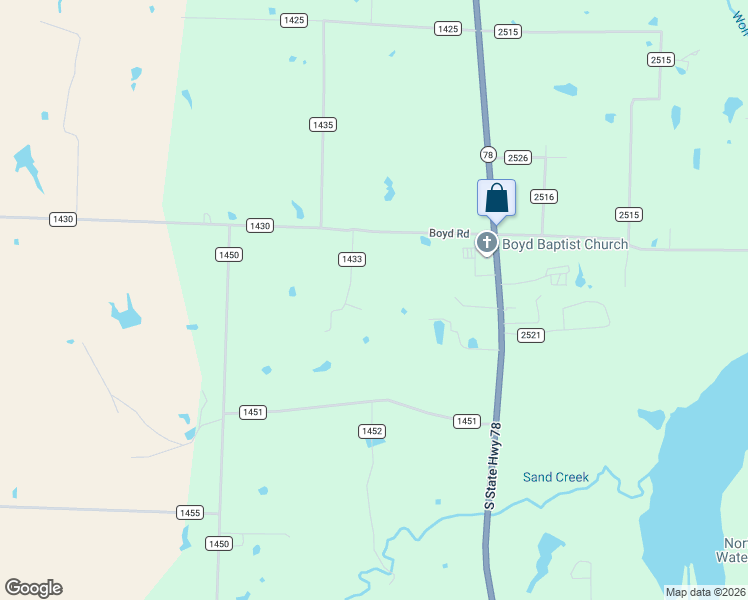 map of restaurants, bars, coffee shops, grocery stores, and more near 3459 South State Highway 78 in Bonham