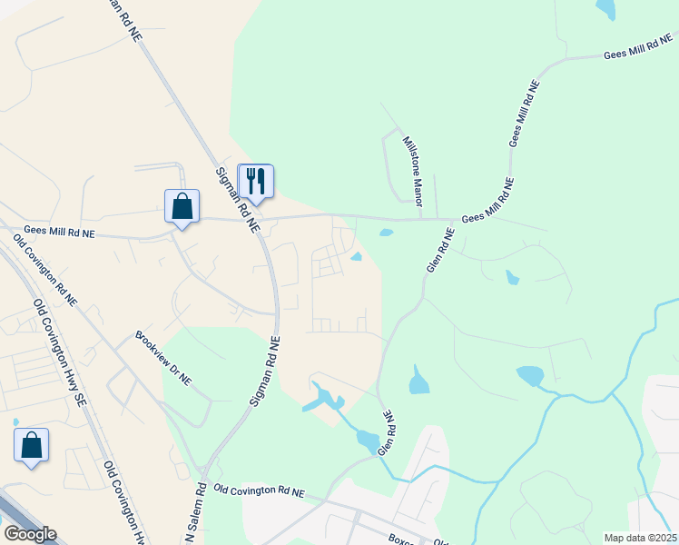 map of restaurants, bars, coffee shops, grocery stores, and more near 2674 Almand Lane in Rockdale County