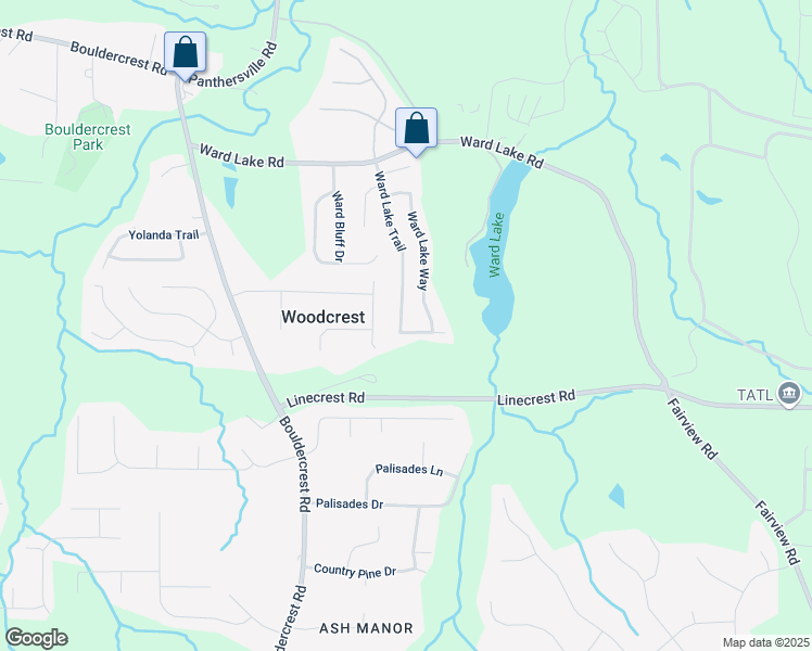 map of restaurants, bars, coffee shops, grocery stores, and more near 4162 Ward Lake Trail in Ellenwood