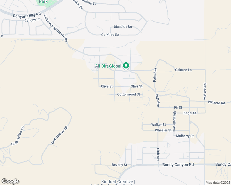 map of restaurants, bars, coffee shops, grocery stores, and more near Cottonwood Street in Menifee
